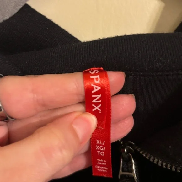 Spanx Black Velvet Zip Up Collared Sweatshirt XL - Picture 5 of 5